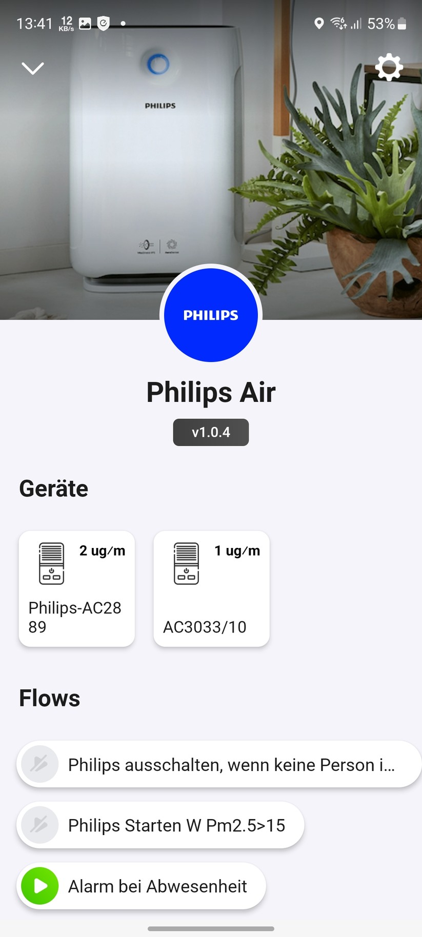 Philips AC3033/10: Koppelung mit Homey Pro und Luftgütesensor Air-Q