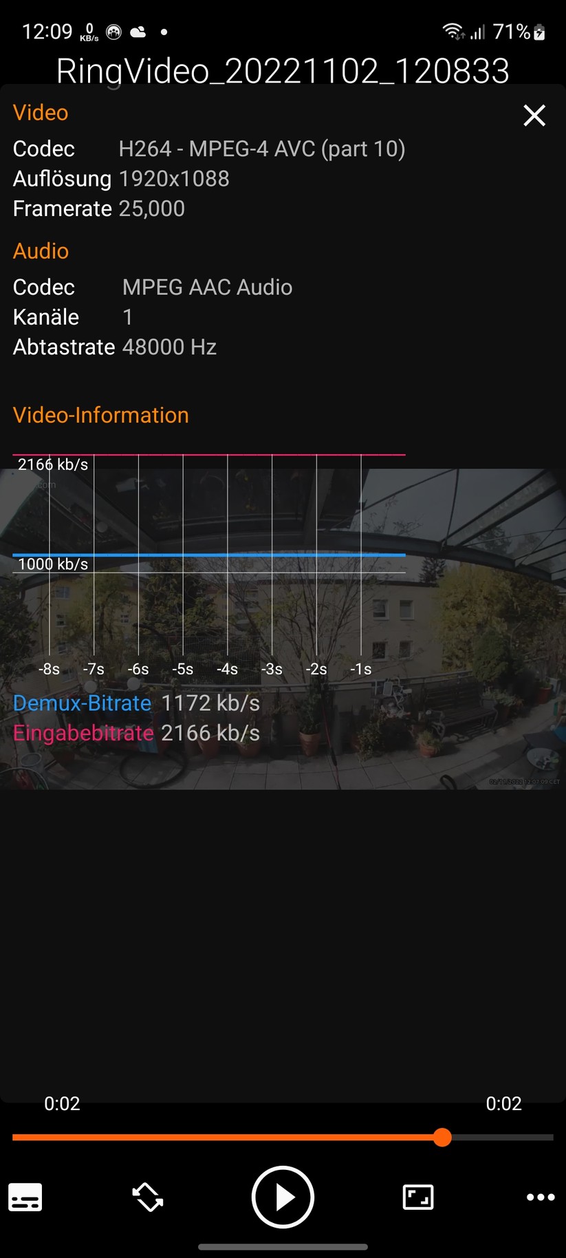 Ring Floodlight Cam Wired Plus: Videos zeichnet die Kamera mit bis zu 25 fps im H.264-Format auf.