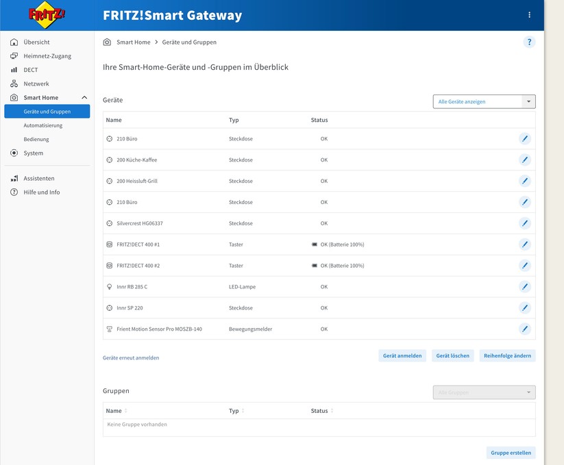 Fritz Smart Gateway: Browser-Oberfläche