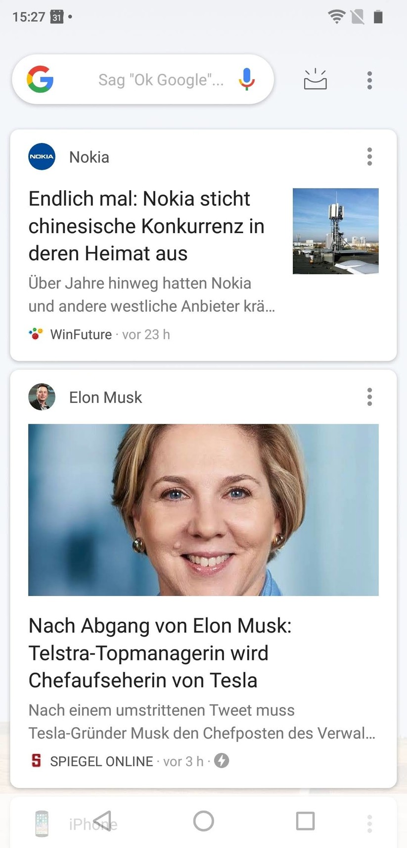 Google Now auf dem ZTE Axon 9 Pro