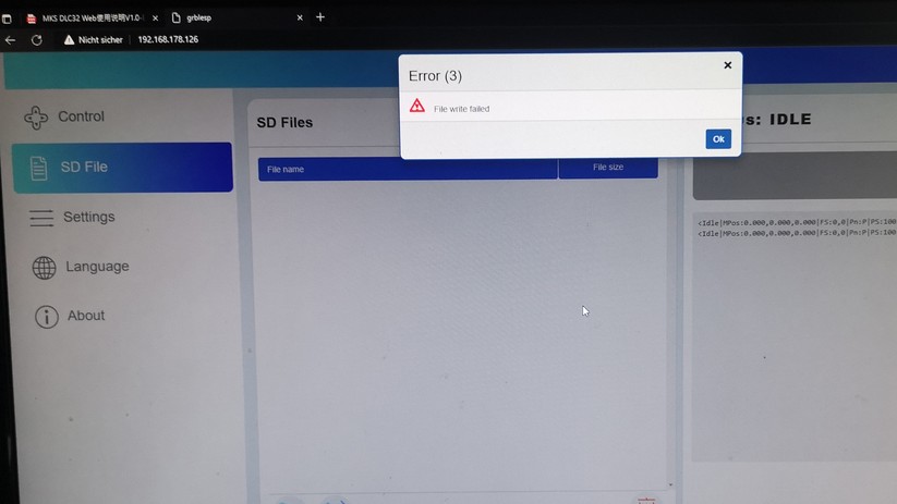 WLAN funktioniert ebenso wie die Steuerung – der Start von Aufträgen klappt nicht.