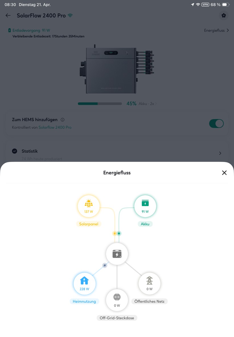 Zendure-App: Weitere Einstellungen