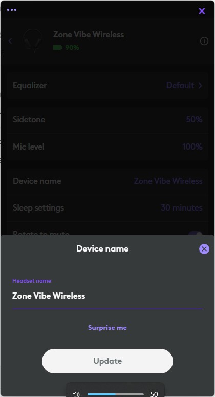 Logitech Zone Vibe Wireless - Bilder App