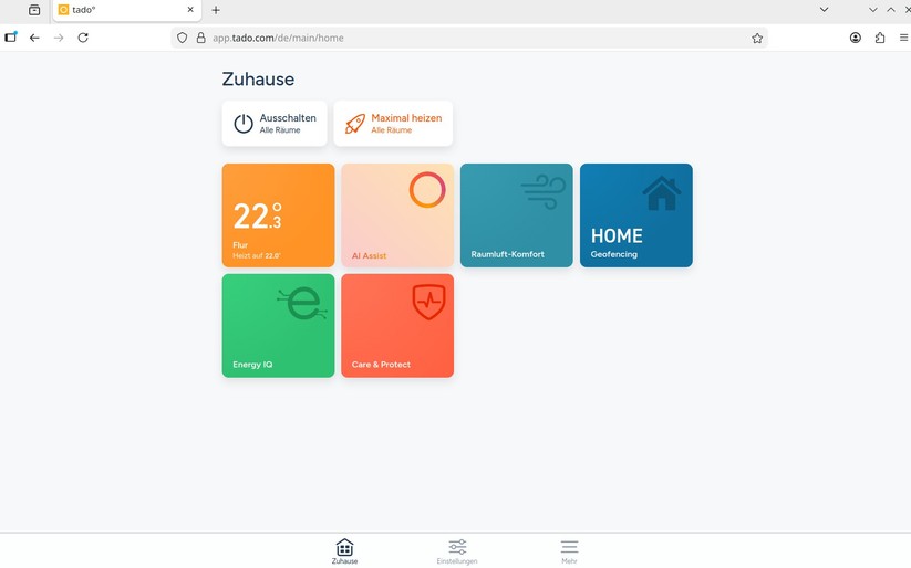 Tado X: Zugriff per Browser