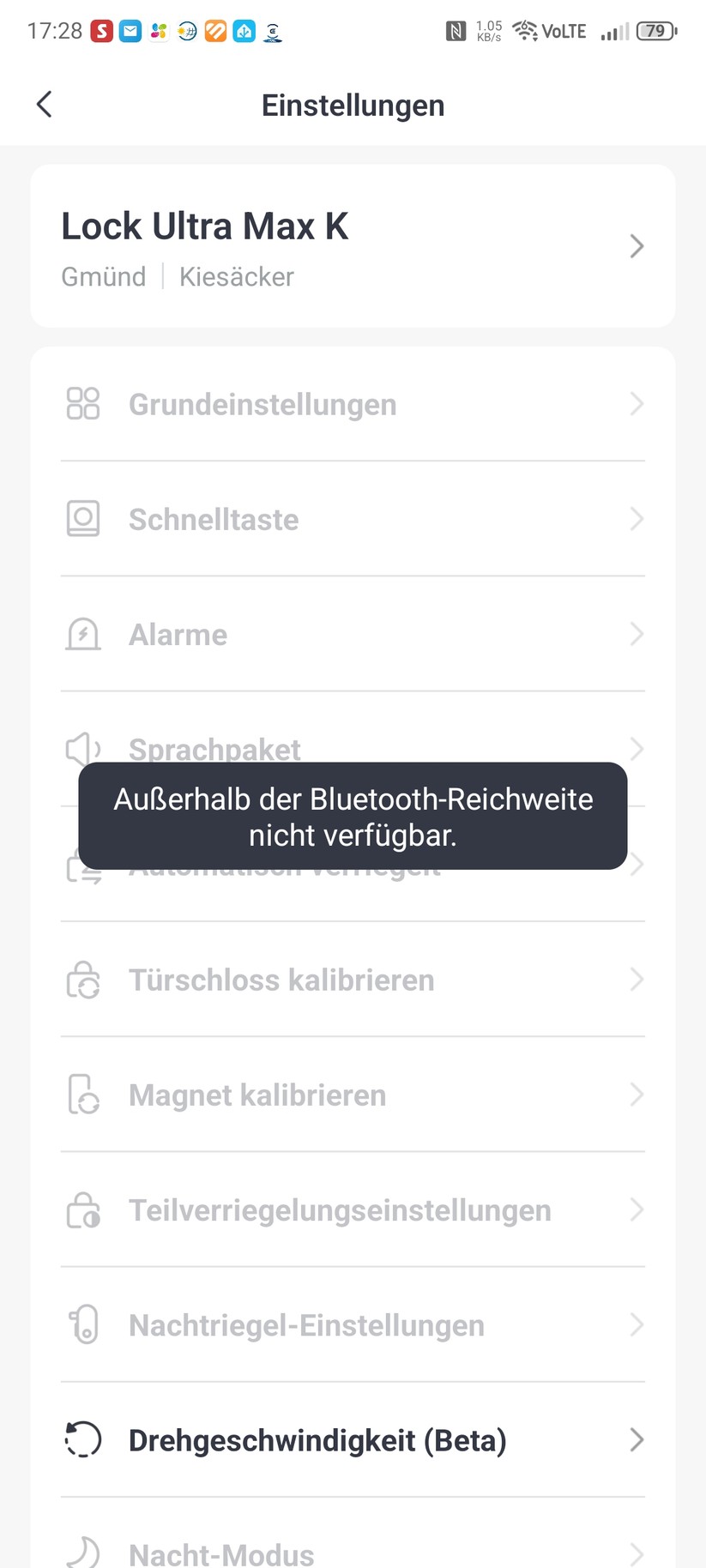 Von unterwegs stehen nicht alle Konfigurationsoptionen zur Verfügung.