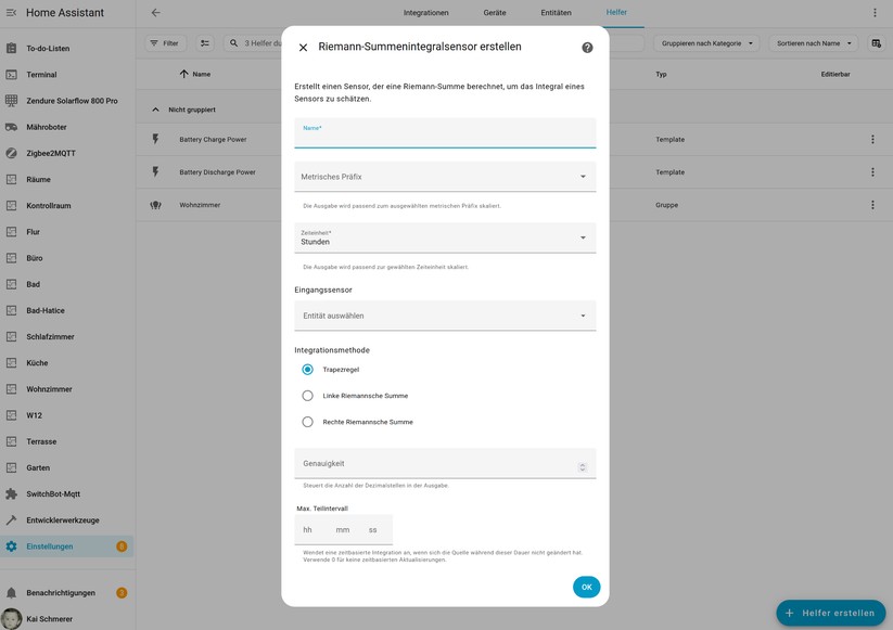  Helfer einrichten für Energy Dashboard