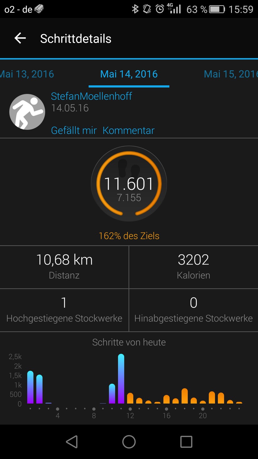 Wie es in dieser Geräteklasse zum guten Ton gehört, zählt die Vivoactive HR auch Schritte.