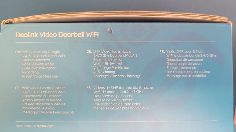 Reolink Video Doorbell: 5 Megapixel, Sichtfeld: 134° horizontal 97° vertikal, 180° diagonal