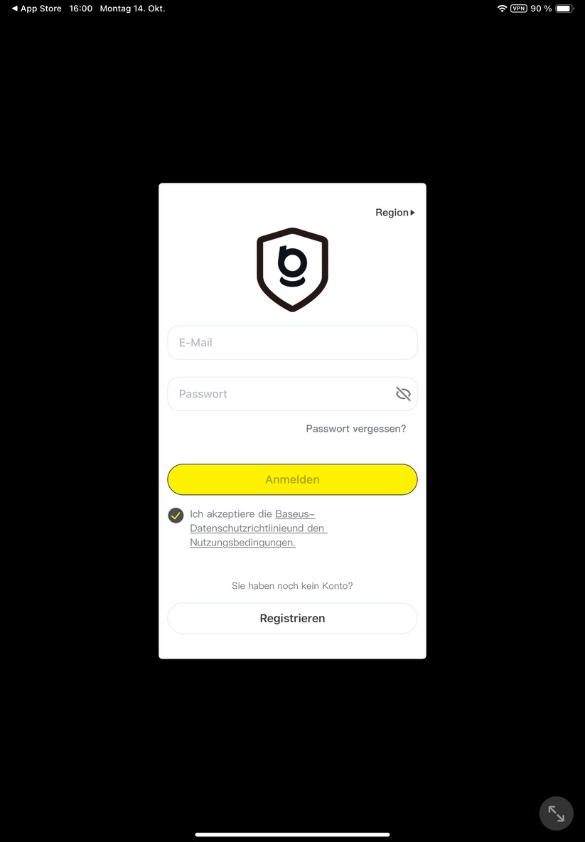 Baseus N1 Outdoor: Die App ist leider nicht für das iPad optimiert.