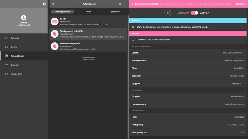 Homee: Smartphone- und Web-App