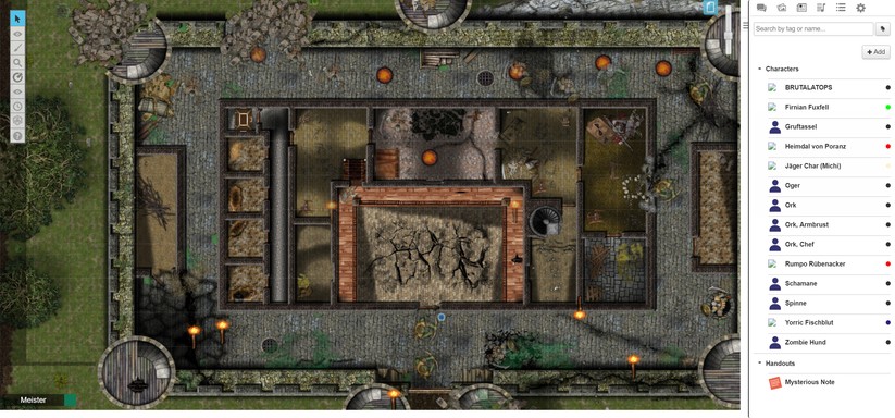 Eine DSA-Spielrunde in Roll20