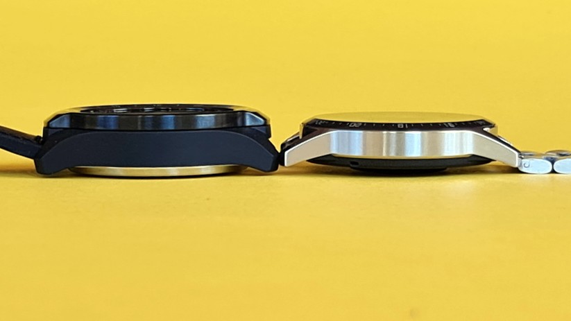 Die Ticwatch Pro (li.) ist deutlich dicker und klobiger als die Huawei Watch GT 2