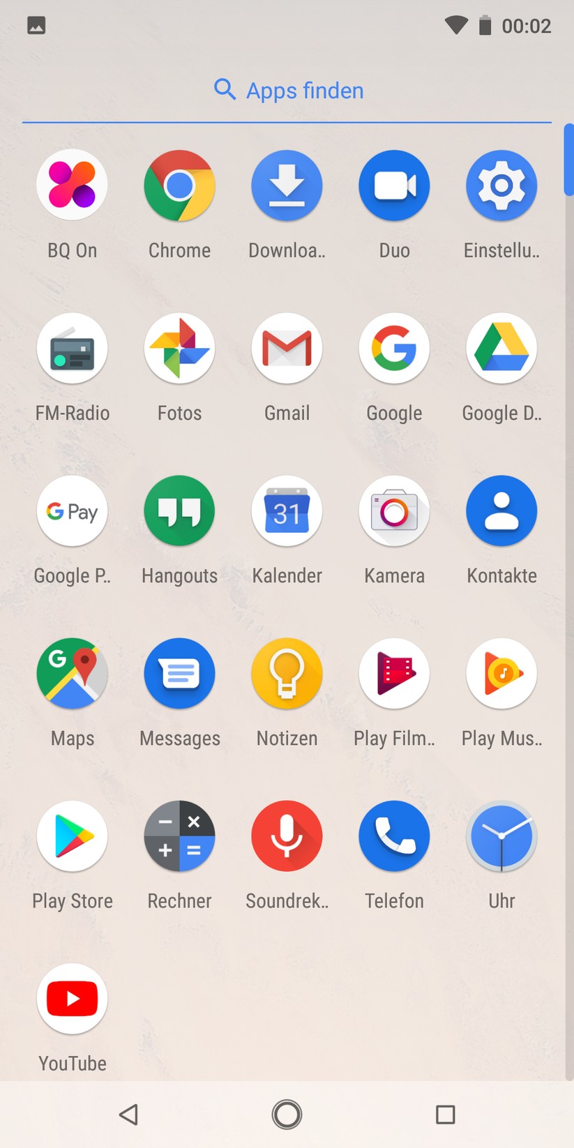 Hauptmenü (App-Drawer)