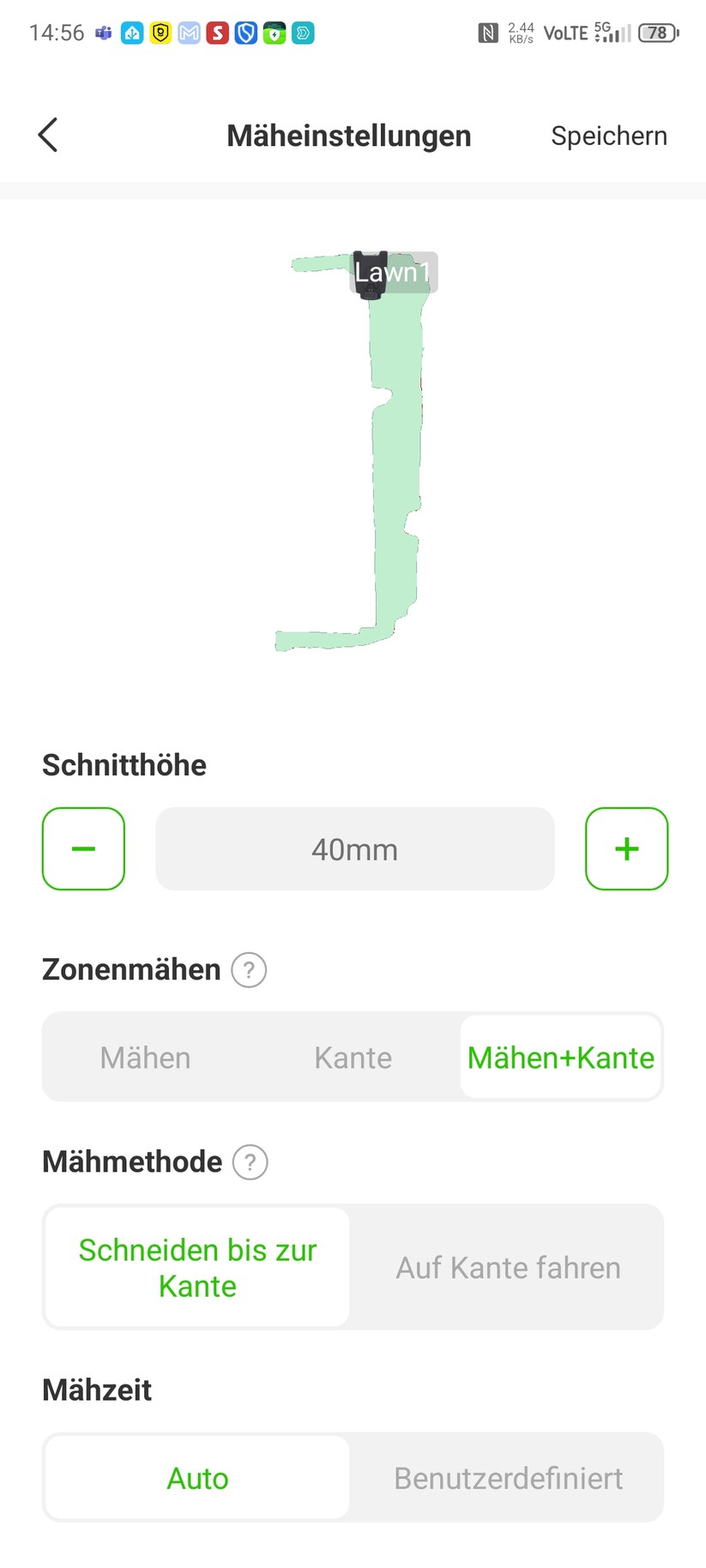 Roboup Raccoon 2 SE: Die Roboup-App liegt auf Deutsch und ist übersichtlich, sodass man den Mähroboter leicht konfigurieren und Zeitpläne erstellen kann.
