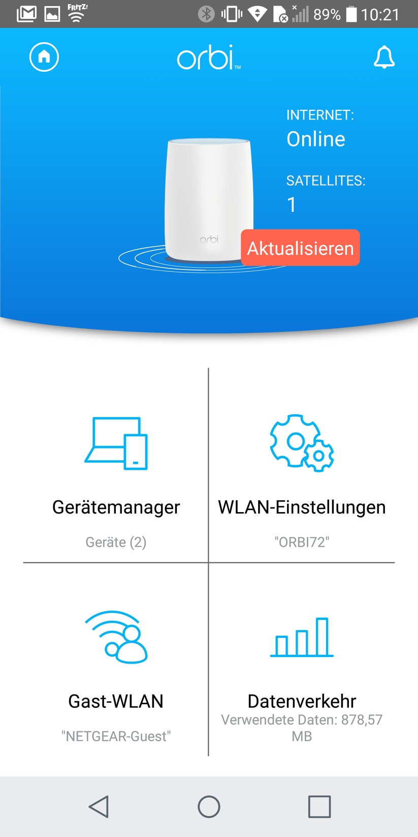 Die App zu Orbi. (Screenshot: Harald Karcher / Netgear Software).