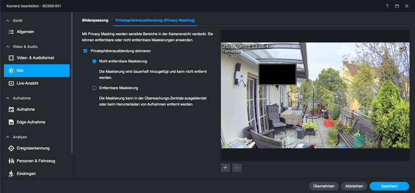 Synology BC500: Privatsphärenmaske