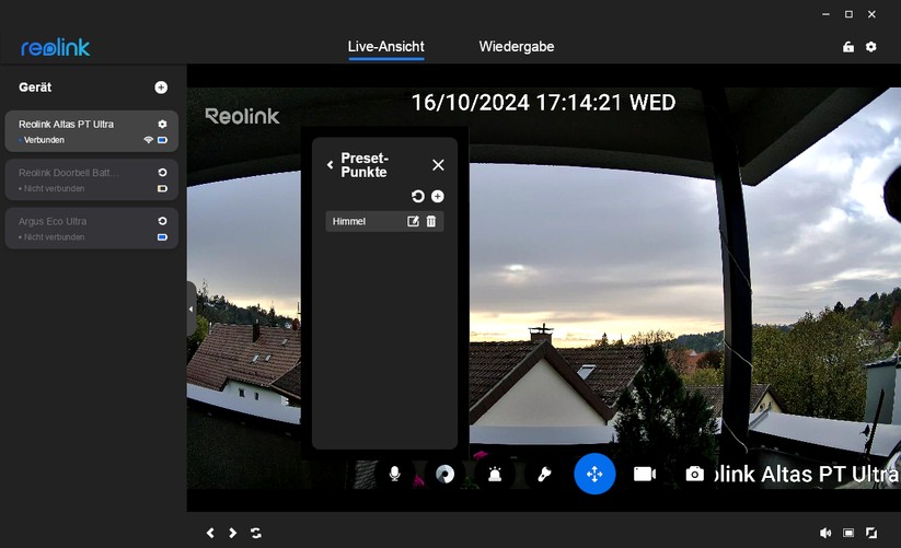 Desktop-Anwendung für Reolink Altas PT Ultra: PTZ-Überwachungskamera mit 4K, Wi-Fi 6, Akku, farbiger Nachtsicht und kontinuierlicher Aufnahme