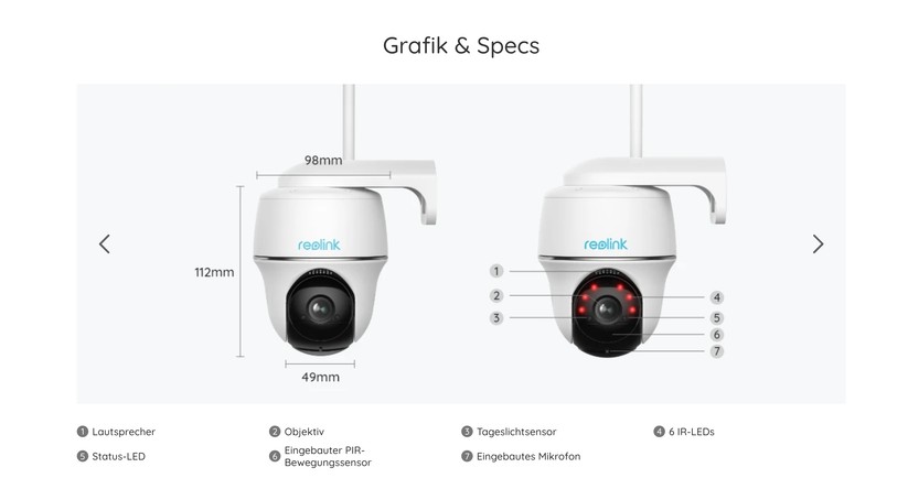 Reolink Argus PT: Technische Daten