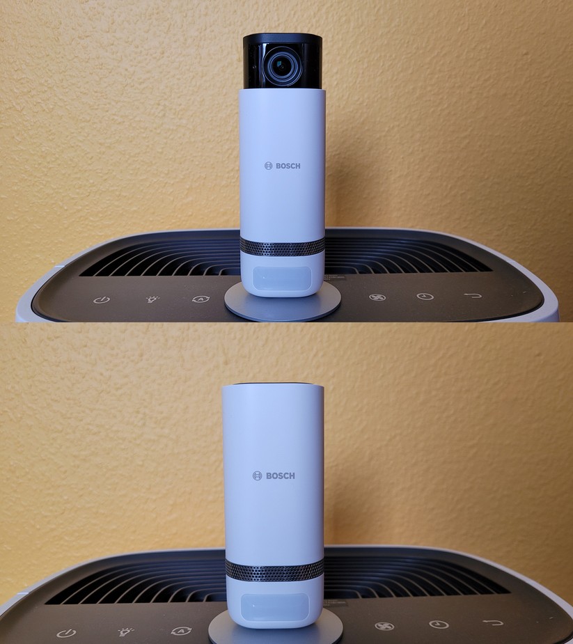 Bosch Eyes Innenkamera II: Wenn man die Kamera ausschaltet, verschwindet das Objektiv im Gehäuse.