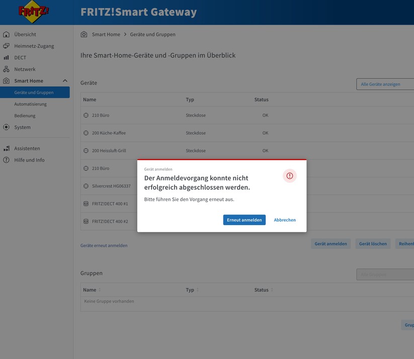Fritz Smart Gateway: Browser-Oberfläche