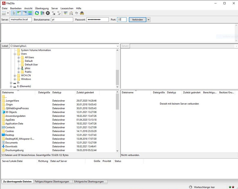 Einrichtung MainSailOS: