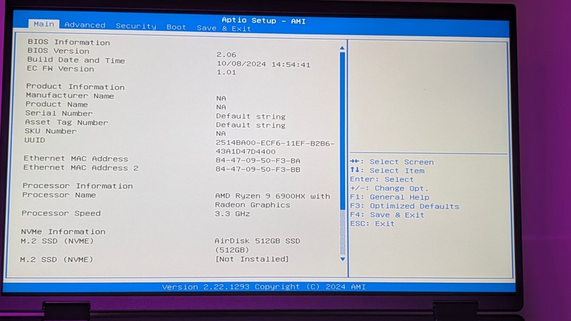 Nipogi AM21 (6900HX): AMI-BIOS