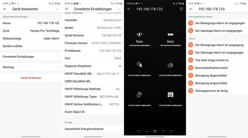 Reolink Duo 2 WiFi: Dank ONVIF-Support lässt sich die Kamera auch in leistungsfähige Smart-Home-Zentralen wie Homey Pro einbinden.