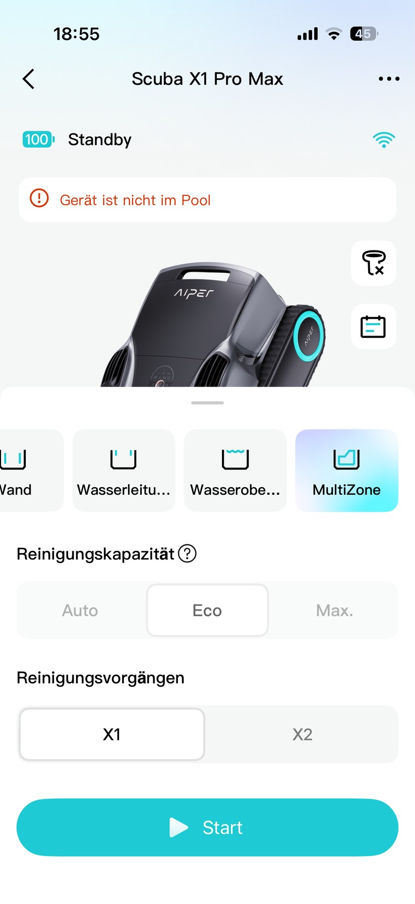 Aiper Scuba X1 Pro Max - Bilder App
