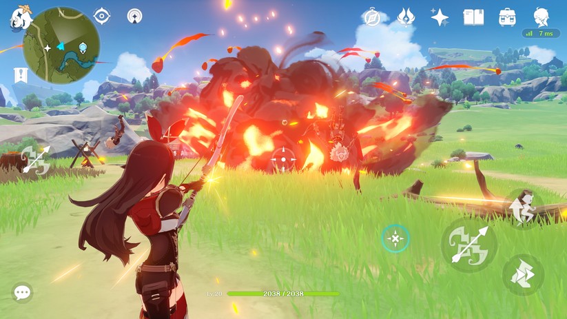 Die Macht der Elemente: In der frei erkundbaren Spielwelt von Genshin Impact dreht sich alles um die Kombination von sieben Elementen zu vernichtenden Attacken. 