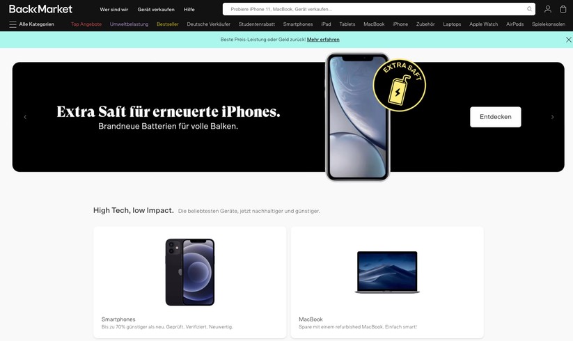 Fast wie Ebay – bei Backmarket findet man so gut wie jede aktuelle Hardware.