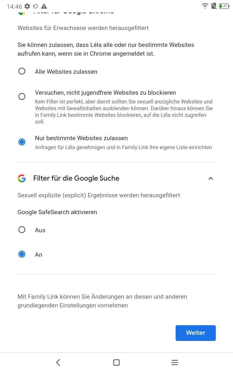 Family Link Einrichtung