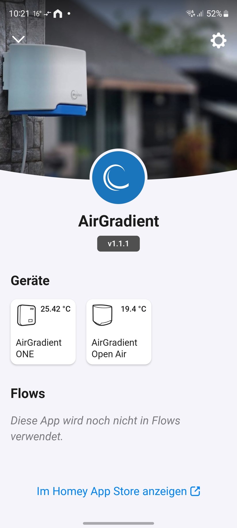 Air Gradient One: Integration in Homey Pro