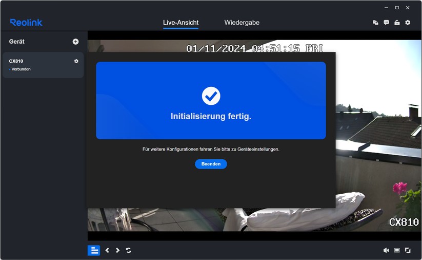Reolink CX810: Einstellungen und Testaufnahmen