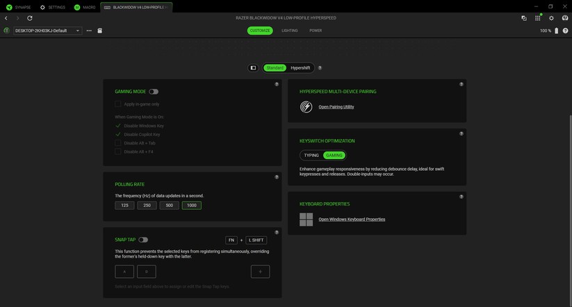Razer Blackwidow V4 Low-Profile Hyperspeed - Bilder App