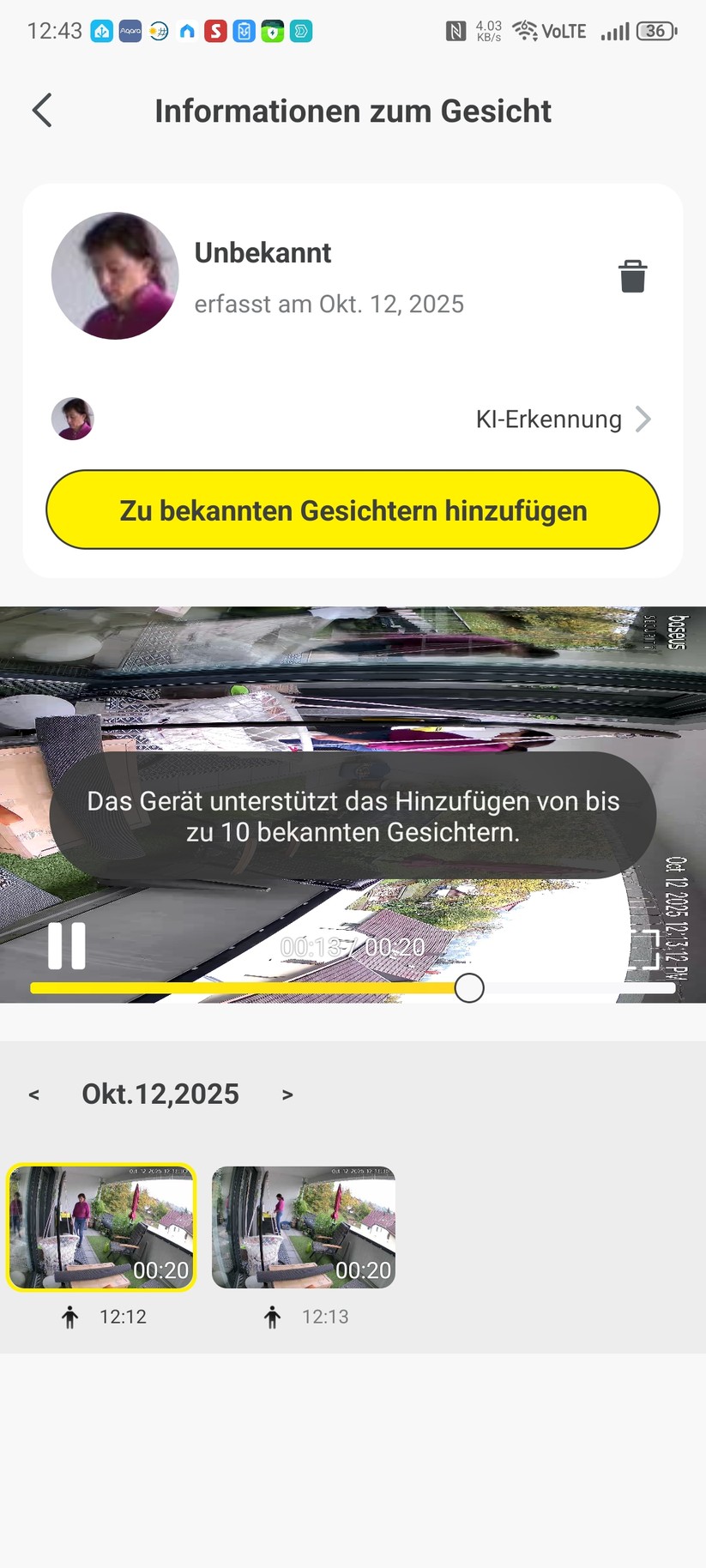 Baseus Security S2: Konfiguration mit der App