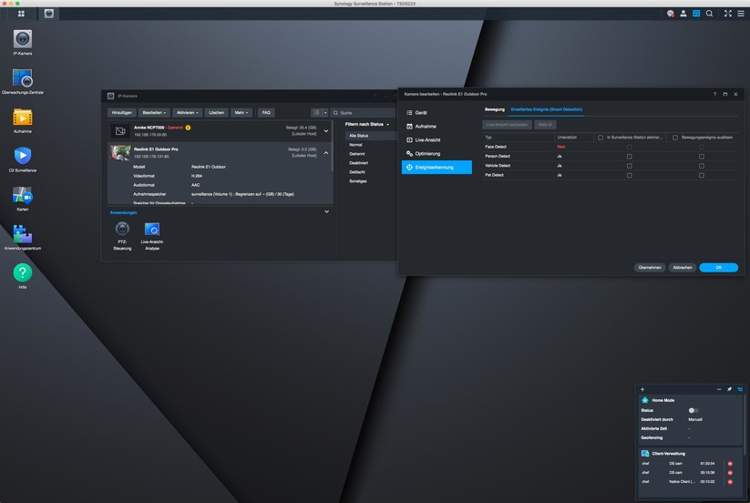 Reolink E1 Outdoor Pro: Dank Onvif-Kompatibilität können Anwender die Reolink-Kamera auch mit Dritthersteller-Lösungen wie Synology Surveillance Station betreiben. Onvif kann man über die Desktop-Anwendung aktivieren.