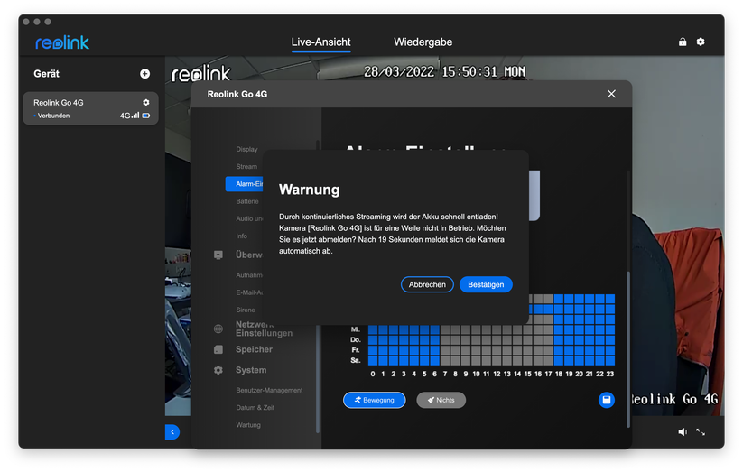 Reolink Go 4G/LTE: Desktop-Anwendung