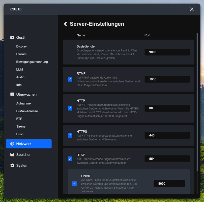 Reolink CX810: Einstellungen und Testaufnahmen
