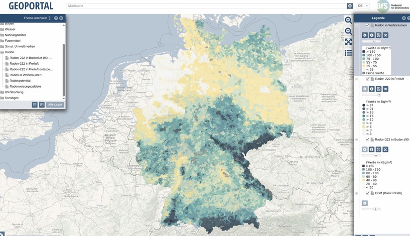 In Deutschland gibt es je nach Region teils große Unterschiede bei der Radon-Konzentration.