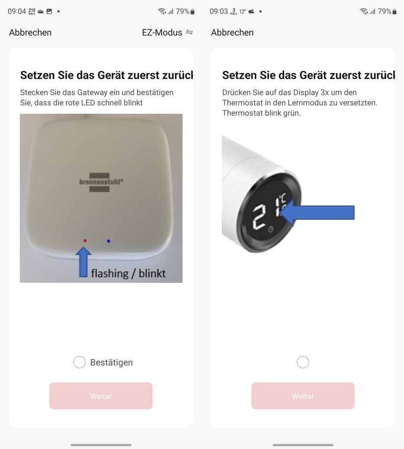  Ein Reset der Geräte aktiviert den Koppelungsmodus.
