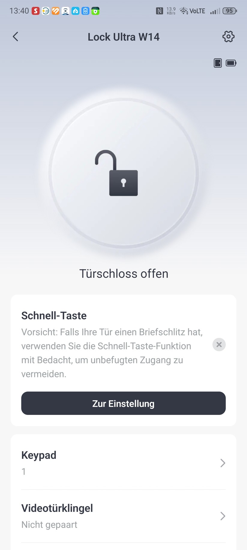 Switchbot Lock Ultra Vision Pro: Einrichtung und Steuerung erfolgen mit der Switchbot-App, für die man sich registrieren muss.