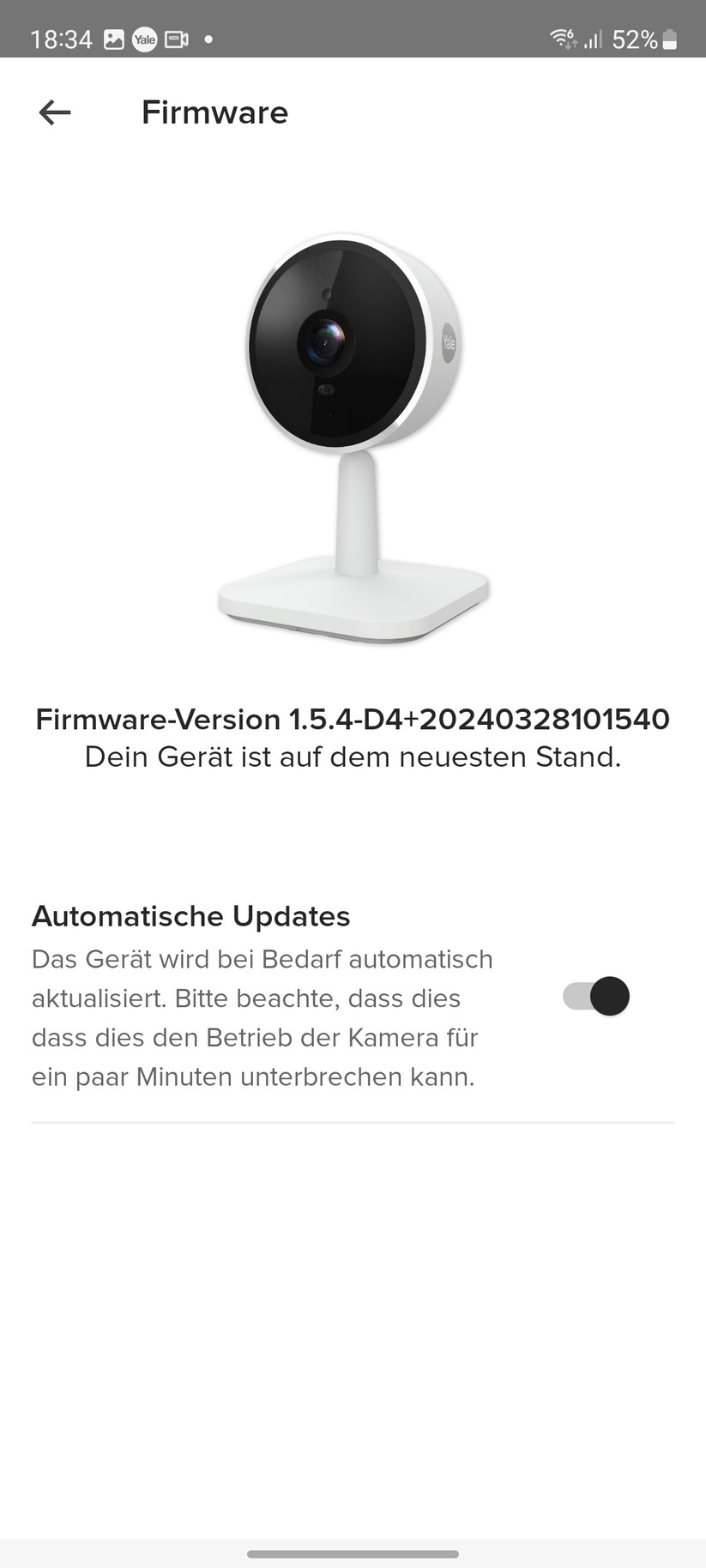 Yale Smart Indoor Camera: Konfiguration