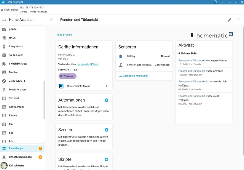 Eine Integration des Homematic IP Glas-Wandthermostats in Home Assistant ist möglich, bietet allerdings nicht sehr viele Funktionen, sodass manuelle Anpassungen nötig sind. Dank KI-Tools hält sich der Aufwand dafür allerdings in Grenzen.