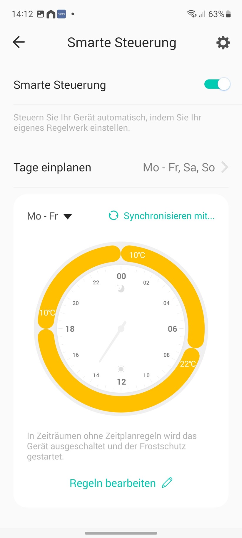  App, Einstellungen und Heizpläne