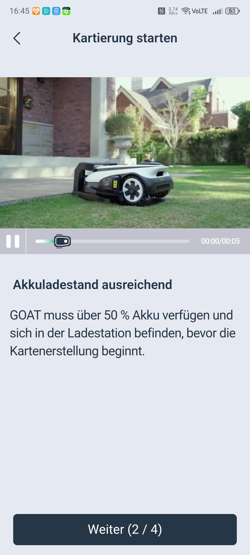 Der Ecovacs Goat A3000 LiDAR bietet eine automatische Kartierung, die allerdings nur funktioniert, wenn die Rasenfläche klar abgegrenzt ist. In unserem Test-Garten mit offenen Übergängen kartieren wir manuell. Die Methode liefert in jedem Fall die präziseren Ergebnisse.