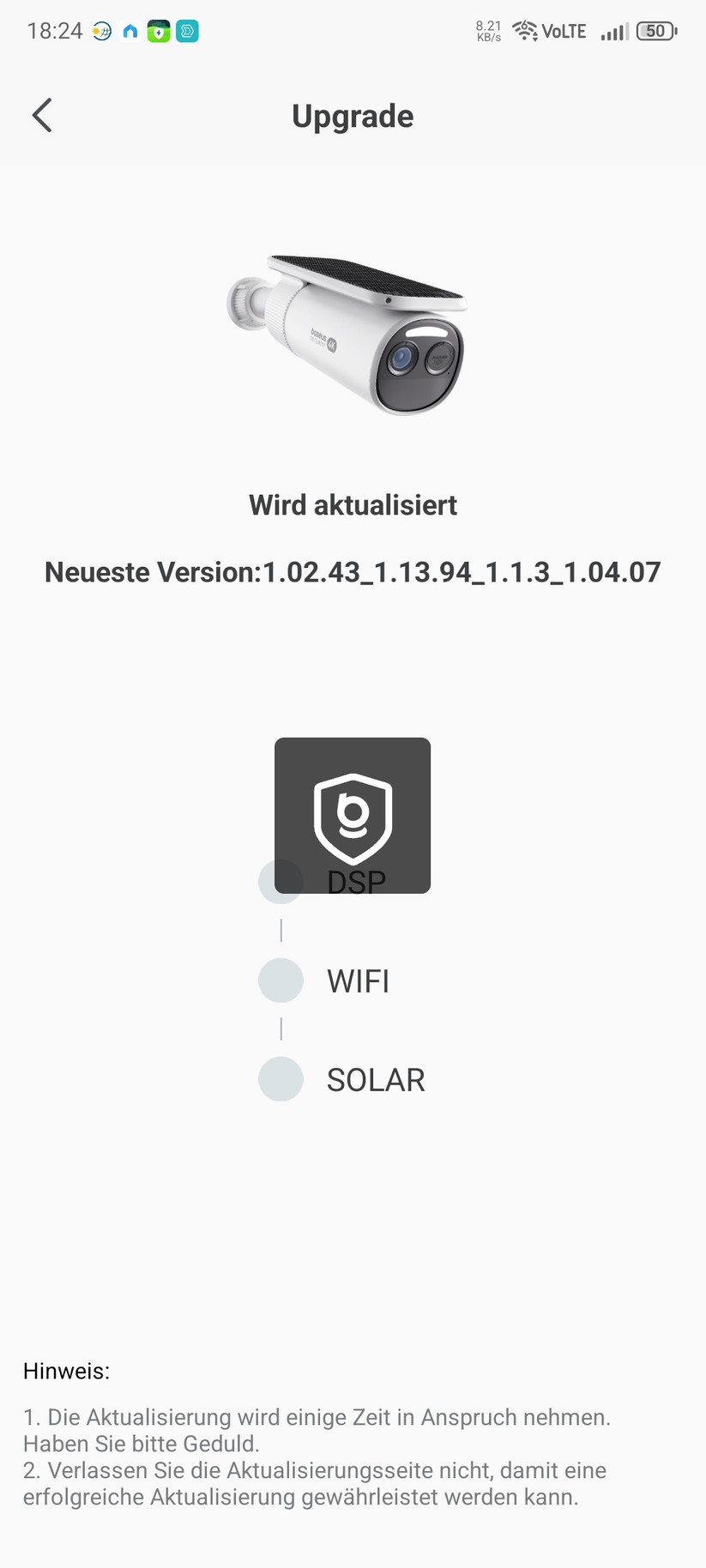 Die Inbetriebnahme der Überwachungskamera erfolgt mit der App Baseus Security