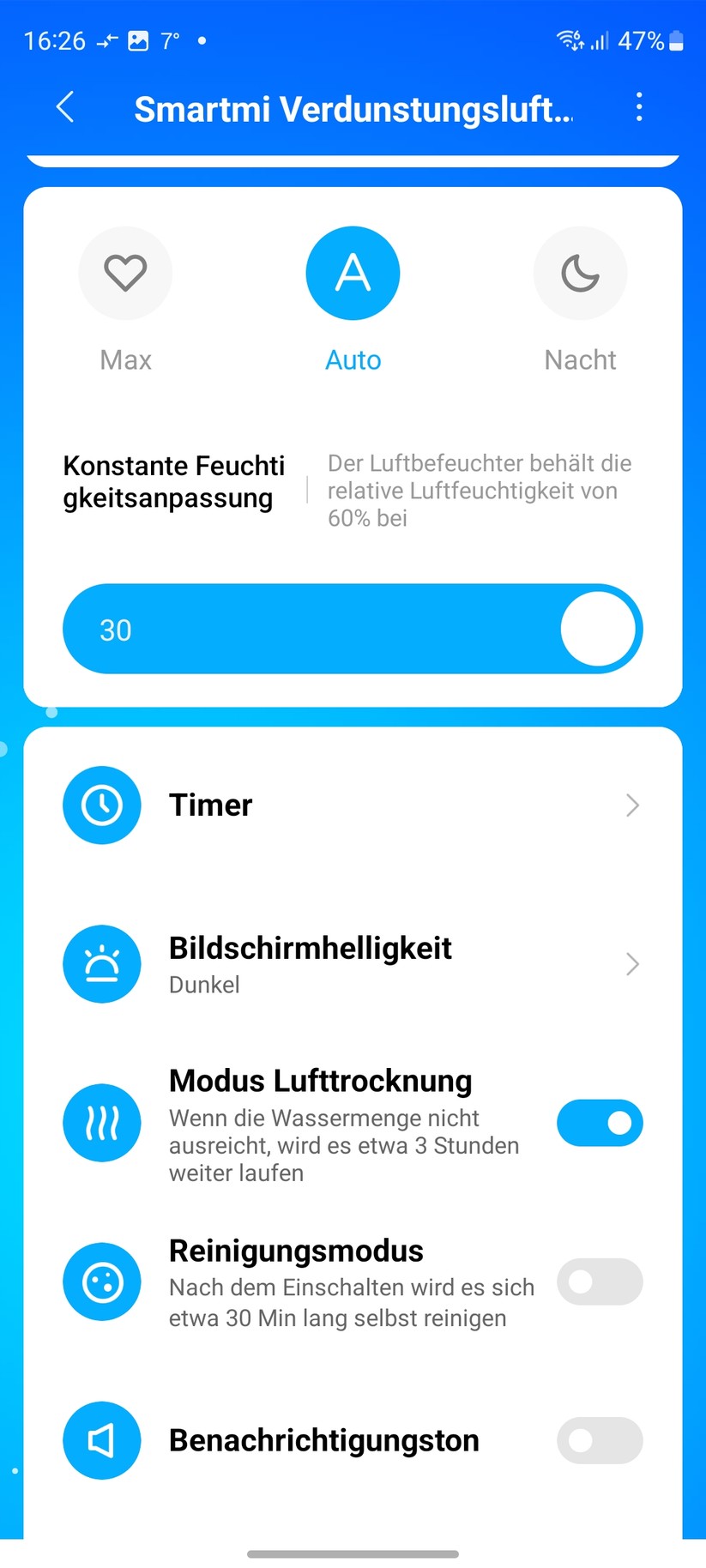 Der Smartmi Verdunstungsluftbefeuchter 3 wird mit der App Xiaomi Home gesteuert.