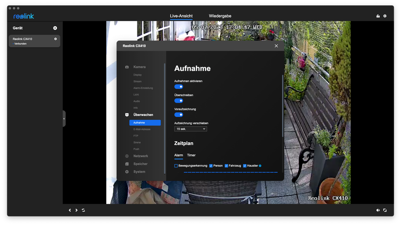 Reolink CX410: Desktop-App