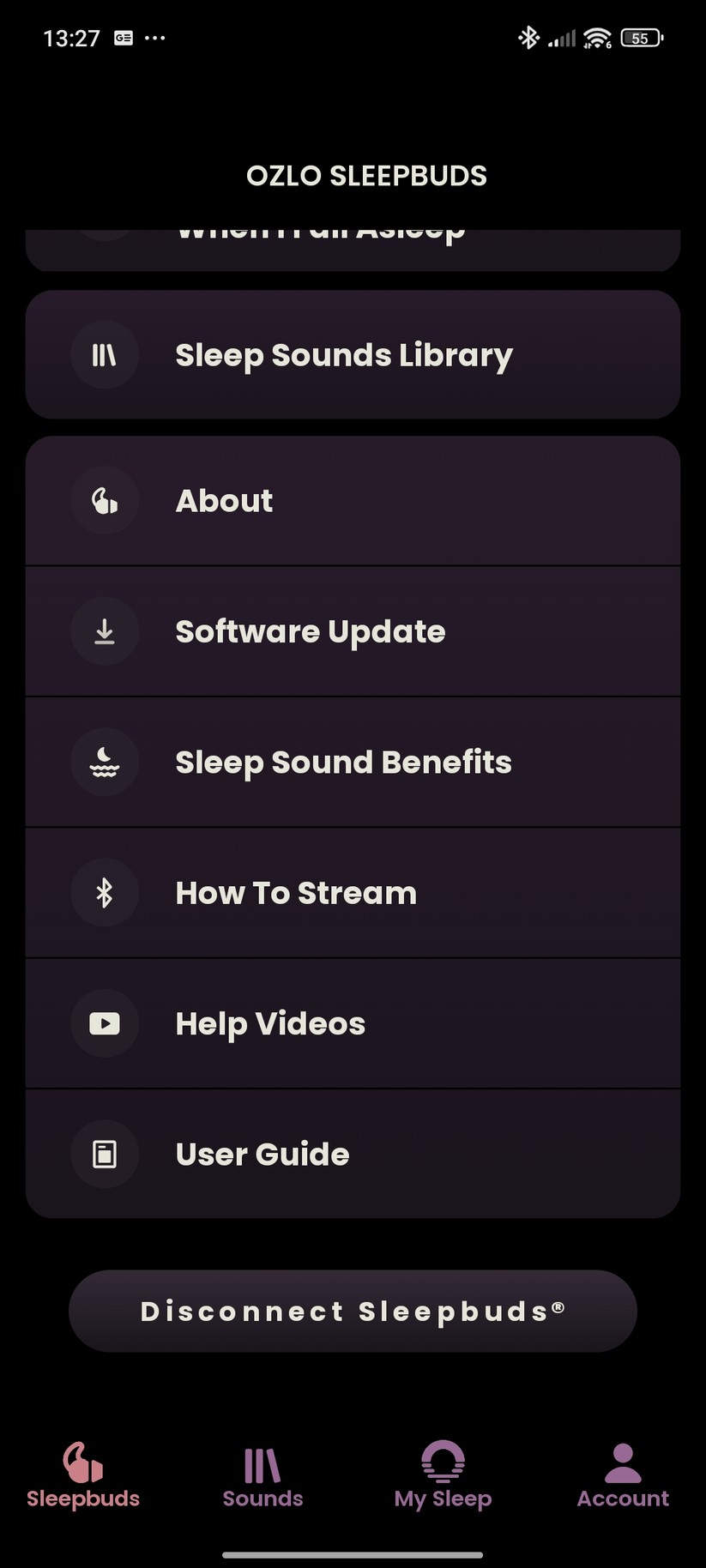 Ozlo Sleepbuds Screenshot