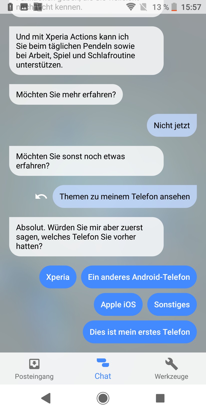 Chatbot: Sony Xperia Assist